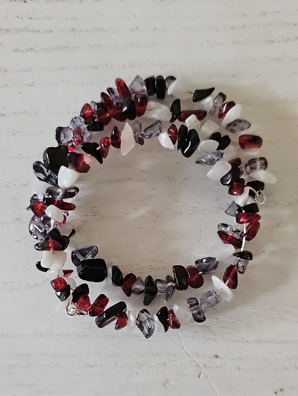 Red and Black Chip Beaded Wrap Bracelet